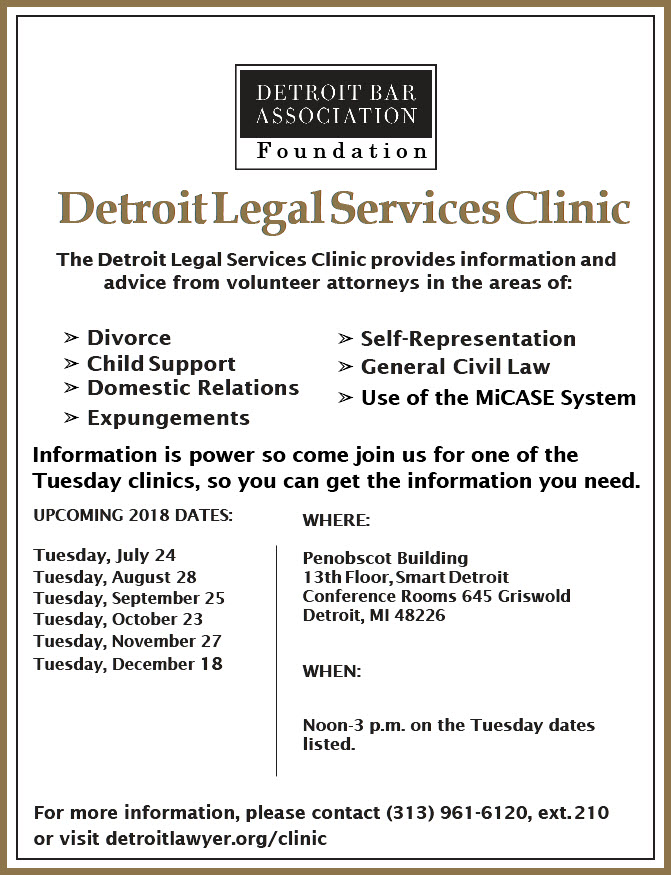 Detroit Bar Association Detroit Legal Services Clinic